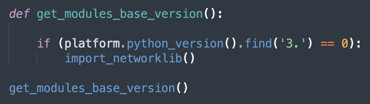 Check if Python version 3, calls the import_networklib function